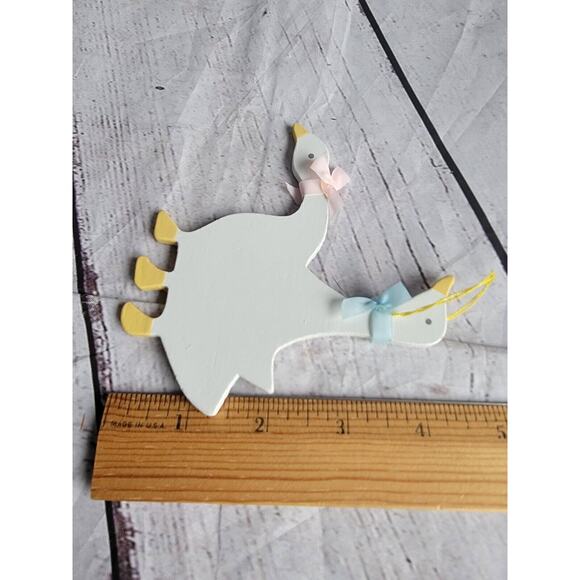 Goose Geese Hand Painted Wooden Christmas Ornaments Boy Girl Taiwan - Picture 6 of 6